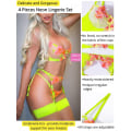 Miniatyrbild 2 av 5: Blommig Broderad, Underwired, T-String, Strumpeband, 4-Delat Lingeri Yellow S