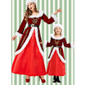 Miniatyrbillede 3 af 10: Dame Julemandskappe Deluxe Fløjl Fru Claus Hættekappe Kostume XL