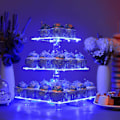 Miniatyrbillede 2 af 5: 3-etagers Cupcake Stativ Akryl Tårn Display med LED Lys til Fødselsdag Bryllupper blue