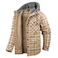 Miniatyrbillede 1 af 10: Mænds Flanneljakke Løstsiddende Plaid Sherpaforet Flannelskjorte Trykknapper Varme Vinterjakker Lommer Khaki M