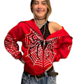 Miniatyrbillede 1 af 6: Y2k Fuldt Lynlås Hoodie Kvinder Oversized Goth Sweatshirt Red M