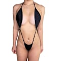 Miniatyrbilde 1 av 2: Dame Halterneck BH Topper String Micro Bikini Sett Black