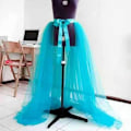 Miniatyrbillede 4 af 4: Kvinders Tulle Tutu Lange Skørter Bryllup Maxi Kjole Blue