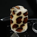 Miniatyrbild 2 av 5: 3 st/set Leopard Fluff Plysch Överdrag Vinterbil Leopardplysch virkad elastisk rattmuff, växelspaksmuff, handbromsmuff och greppmuff