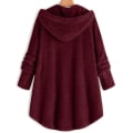 Miniatyrbilde 2 av 3: Teddybjørngenser med hette for kvinner Solid V Wine Red 2XL