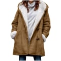 Miniatyrbild 1 av 2: Dam Vinterkappa Tjock Varm Fleece Huvjacka Dam Casual Plus Size Parka Jacka V Brown L