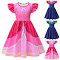 Pikkukuva 4 / 5: Lasten tytöt Prinsessa Peach & Super Bros lyhyt mekko Kesä Fancy Cosplay puku Pink 7-8 Years