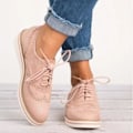 Miniatyrbillede 1 af 2: Kvinde Plat Oxford Brogue Snøresko Sneakers Kontorsko W Pink 39