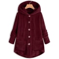 Pikkukuva 1 / 3: Naisten hupullinen teddykarhutakki Solid V Wine Red 3XL