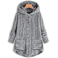 Pikkukuva 1 / 3: Naisten Teddy-karhutakki hupulla Solid V Gray 4XL