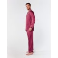Miniatyrbild 3 av 5: Pyjamasset för män i sidensatin, långärmad PJ set med knappar och sovkläder i fickor wine red xxl