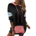 Miniatyrbillede 1 af 2: Kvinde Hættetrøje Lommekjole Langærmet Løs Pullover V Black S