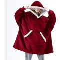 Miniatyrbilde 2 av 2: Oversized hettegenser filt Bærbar lam fløyel Lazy filt Yz red