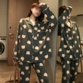 Miniatyrbillede 5 af 6: Sov Tøj Pyjamas Dame Forår og Efterår Bomuld Langærmet Tynd XL