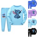 2st Børne Pyjamas Stitch Langærmet Trøje Sæt Nattøj - Lyseblå Light blue 140cm
