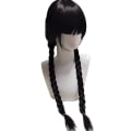 Pikkukuva 3 / 3: Wednesday Addams Cosplay Flickor Barnklänning Perukväska Festkostym Karneval Halloween Film Rollspel Fancy Dress Up Kläder Only Wig A Style One Size