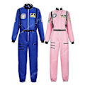 Miniatyrbild 3 av 5: Astronaut kostym rymddräkt för vuxna Cosplay kostymer Dragkedja Halloween kostym par flyg jumpsuit Plus storlek Uniform White For Men S