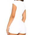 Pikkukuva 2 / 2: 2023 Uusi kuuma naisten 2-osainen Co Ord -setti Crop Top Shortsit Housut Joggersit Kuntosali Urheilu Treenihaalarit White L