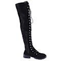 Miniatyrbillede 2 af 5: Snørestøvler Over Knee Boots Dame Låg Hæl Boots Vinter Flock Knæhøje Flats Sko 42