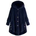 Miniatyrbilde 1 av 2: Kvinner Oversize Hettelue Vinter Fleece Hoodie Plysj Tykk Jakke Varme Ytterklær V Dark Blue M