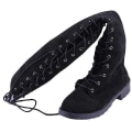 Pikkukuva 3 / 5: Pitsi ylös yli polven saappaat Dam Låg Klack Boots Winter Flock Knähöga Flats Shoes 36