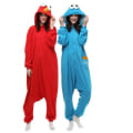 Miniatyrbillede 2 af 5: Rød Sesame Street Cookie Monster Blå & Rød Elmo Kostume Pyjamas M