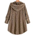 Pikkukuva 2 / 3: Naisten hupullinen teddykarhutakki Solid V Khaki 4XL