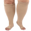 Miniatyrbillede 1 af 5: Kompressionsstrømper til mænd og kvinder, Plus Size kompressionsstrømper med bred læg, høje knæstrømper til flyrejser skin 4XL