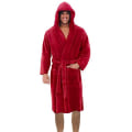 Miniatyrbillede 1 af 3: Herre fleece hætte plys lang badekåbe red M