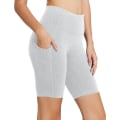 Miniatyrbilde 5 av 5: Høye midje sykkelshorts for kvinner Trening Yoga Løpeshorts Spandex-shorts med sidelommer（M Svart）