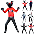 Miniatyrbillede 2 af 2: Skibidi Toalettdragt odysuit arn Halloween Cosplay Jumpsuit B 140cm