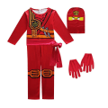Pikkukuva 3 / 3: Hot Sell Ninja Cosplay Kostymer Pojke Jumpsuits Set Halloween Julfest Kläder Ninja Superhero Streetwear Kostymer Red 9-10T