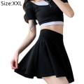 Miniatyrbilde 2 av 5: Kvinners Basic Allsidig Stretchy Utsvingt Casual Mini Skater Kjole black XXL