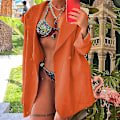 Miniatyrbilde 3 av 4: Kvinner Langarmede Business Jakker Work Cardigan Jakke Single Breasted Blazers - Orange 2XL
