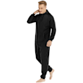 Miniatyrbillede 2 af 5: Varme fleece pyjamas med hætte til mænd Black L