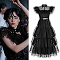 Miniatyrbillede 1 af 5: Onsdag Addams Family Comedy Cos Prom Wednesday Sort Kjole.v2 2XL