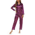 Miniatyrbillede 1 af 4: Kvinde Solid Pyjamas Sæt Nattøj Pyjamas Knap Casual Dragt Purple XL