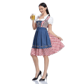 Pikkukuva 3 / 5: Naisten Oktoberfestin oluttyttökostyymi Baijerin perinteinen Dirndl-mekko W Denim Red Check L