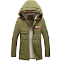 Pikkukuva 1 / 3: Miesten talvi topattu parka huppu takki ulkovaatteet paksu fleece huppari - Army Green 4XL