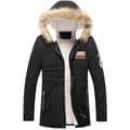 Vinterfôret Parka med hette - tykk fleece hettegenserjakke - Black M
