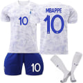 Miniatyrbillede 1 af 2: 2022 Mbappe #10 fodboldtrøje Frankrig VM-trøje for hold W 24 (130-140cm)