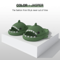 Miniatyrbilde 2 av 2: Shark Tofflor Halkfria duschtofflor Badrumstofflor Mjuka sommarsandaler för flickor och pojkar Nyhet - DarkGreen 42-43