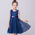 Pikkukuva 1 / 2: Tyttöjen virkattu pitsimekko prinsessahäät Navy blue 8year