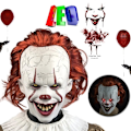 Pikkukuva 1 / 9: Lateksi Halloween pelottava naamio Cosplay Clown Party Mask Prop V white With Led