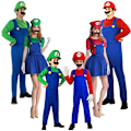 Miniatyrbillede 3 af 6: Super Mario Cosplay Kostume Halloween Kostume til voksne børn kvinder-rød man-red L