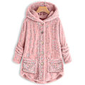 Pikkukuva 1 / 2: Naisten hupullinen teddykarhutakki Solid V Pink 4XL