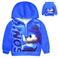 Miniatyrbilde 1 av 6: Kids Sonic Print Blue Zip Jacka Hoodie Vinter Ute Kläder Pojkar Flickor 140cm