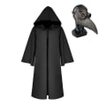 Miniatyrbild 1 av 5: Plague Doctor Reaper Cosplay Vuxna Barn Karneval Halloween Kostym Med Steampunk Mask_nn V Black with mask 3XL