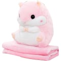 Miniatyrbilde 2 av 4: Søte plysj hamster kosedyr leker med filt pink With Blanket