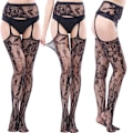 Miniatyrbild 3 av 4: 5-pack nätstrumpor med hög midja Tights lår hög combination 3